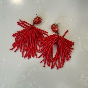 SUGARFIX Red Beaded Tassel Earrings